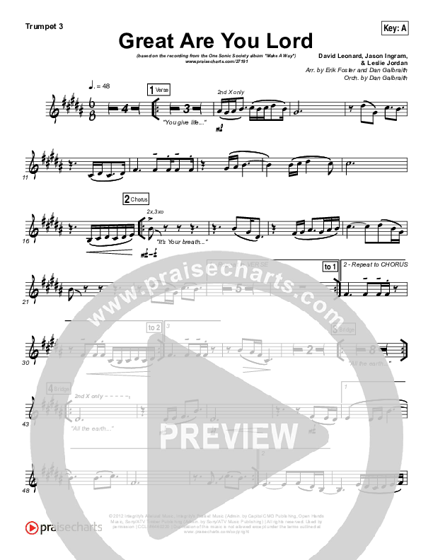 Great Are You Lord Trumpet 3 (One Sonic Society)