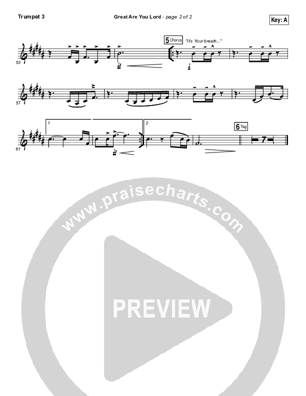 Great Are You Lord Trumpet 3 (One Sonic Society)