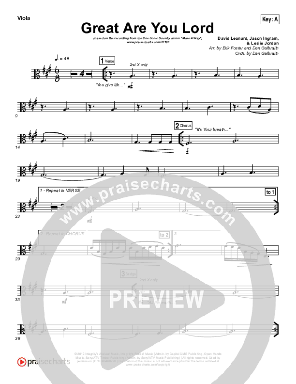 Great Are You Lord Viola (One Sonic Society)