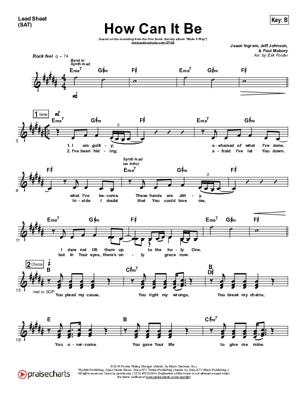 How Can It Be Lead Sheet (One Sonic Society)