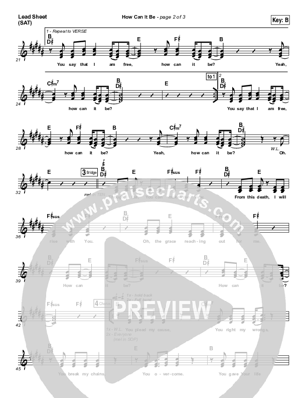 How Can It Be Lead Sheet (SAT) (One Sonic Society)