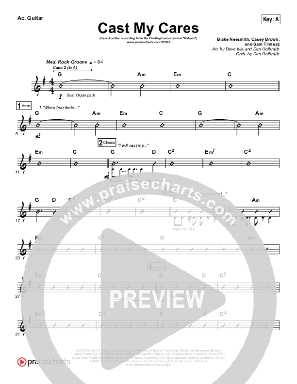 Cast My Cares Rhythm Chart (Finding Favour)