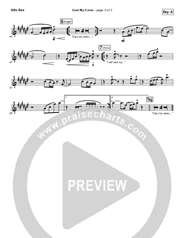 Cast My Cares Alto Sax (Finding Favour)