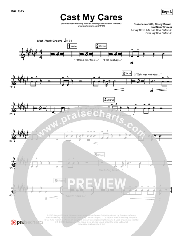 Cast My Cares Bari Sax (Finding Favour)