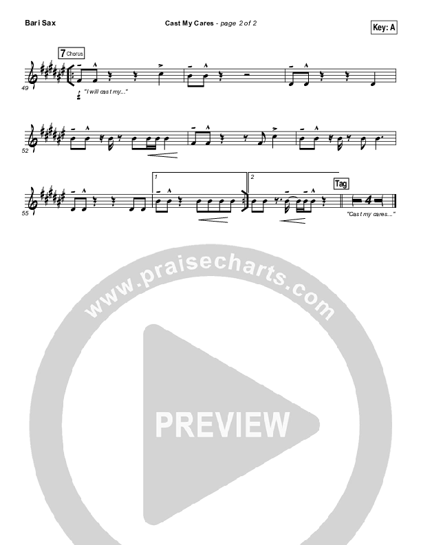 Cast My Cares Bari Sax (Finding Favour)