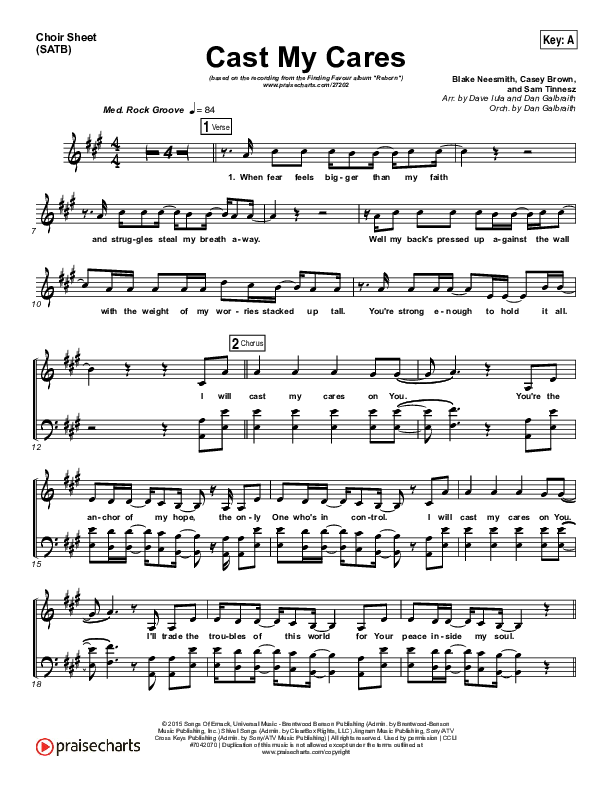 Cast My Cares Choir Vocals (SATB) (Finding Favour)