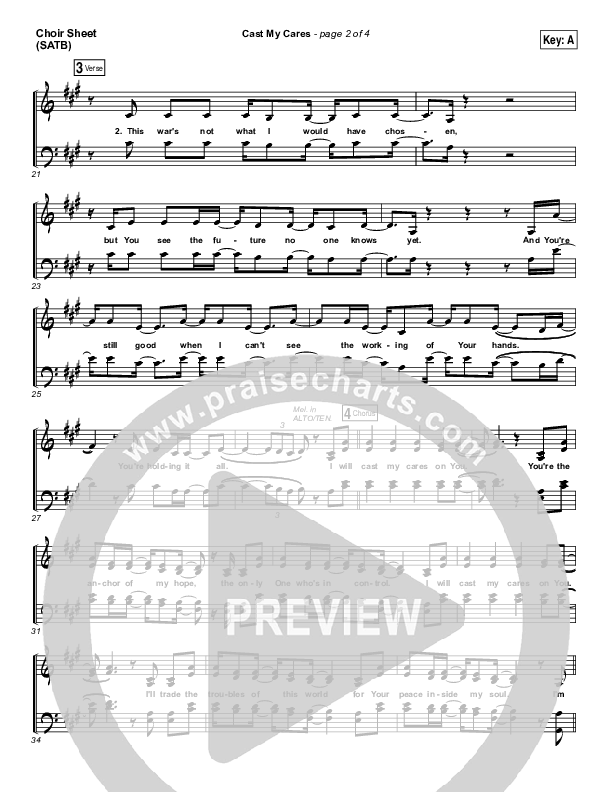 Cast My Cares Choir Vocals (SATB) (Finding Favour)