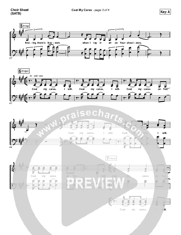 Cast My Cares Choir Vocals (SATB) (Finding Favour)