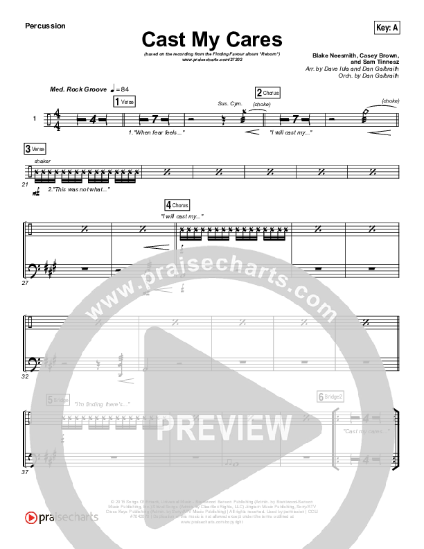 Cast My Cares Percussion (Finding Favour)