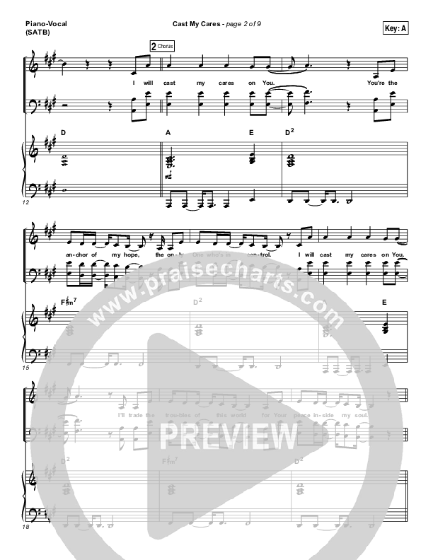 Cast My Cares Piano/Vocal (SATB) (Finding Favour)