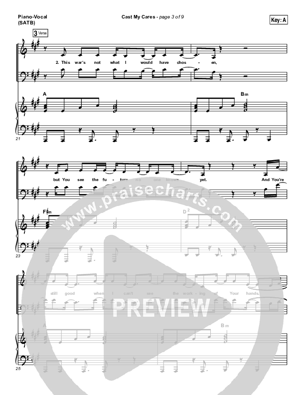 Cast My Cares Piano/Vocal (SATB) (Finding Favour)