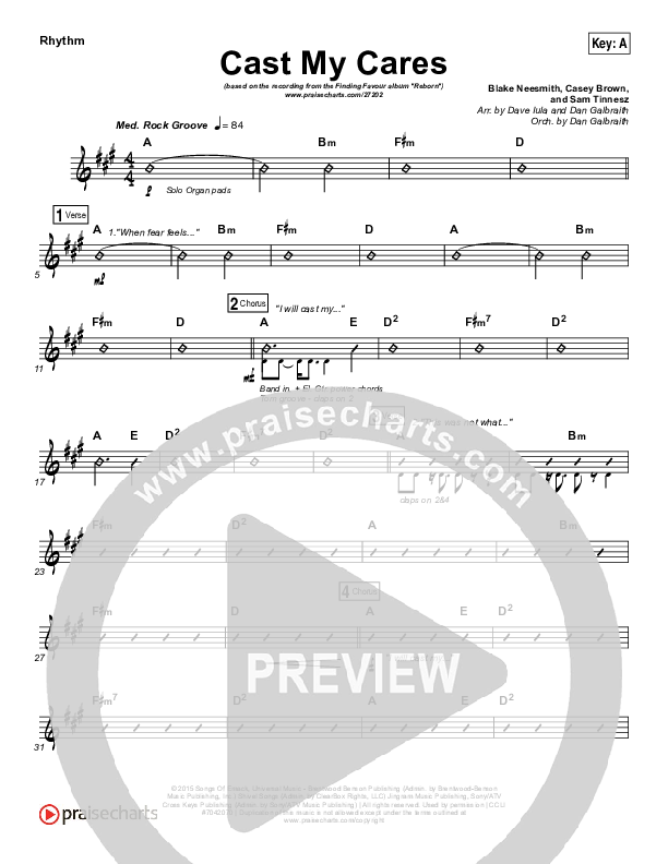 Cast My Cares Rhythm Chart (Finding Favour)
