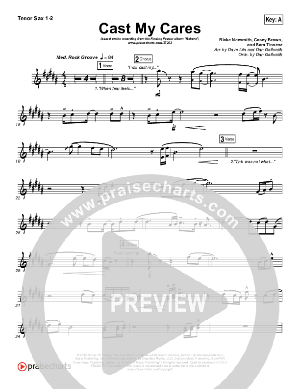 Cast My Cares Tenor Sax 1/2 (Finding Favour)