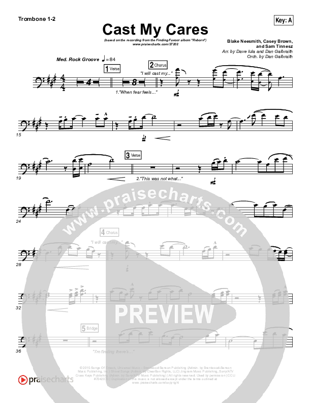 Cast My Cares Trombone 1/2 (Finding Favour)