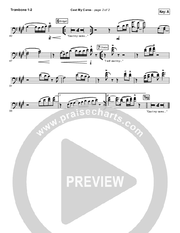 Cast My Cares Trombone 1/2 (Finding Favour)