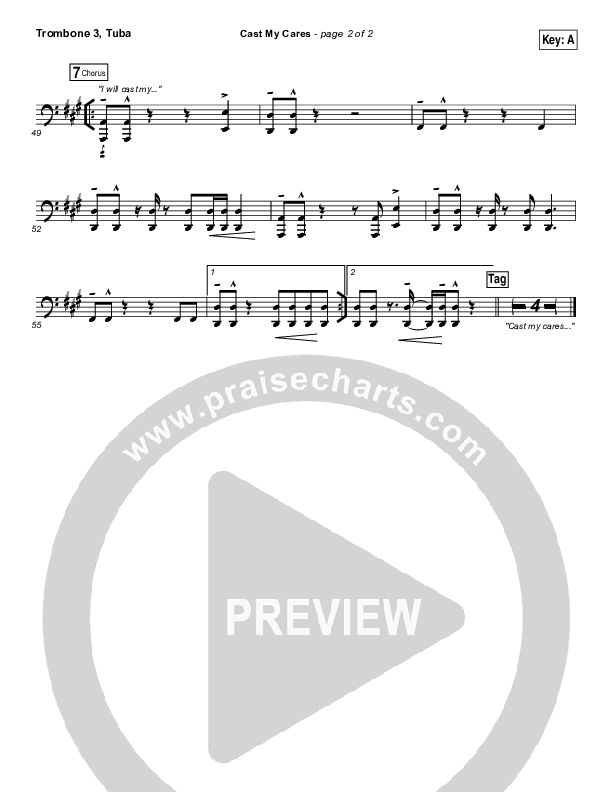 Cast My Cares Trombone 3/Tuba (Finding Favour)