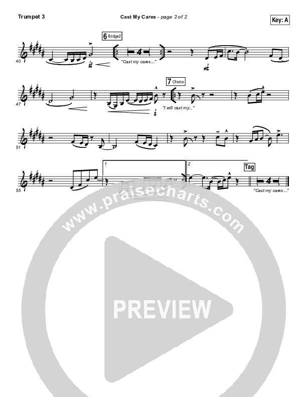 Cast My Cares Trumpet 3 (Finding Favour)