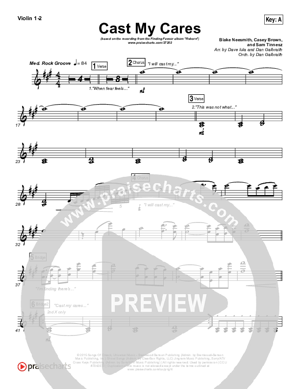 Cast My Cares Violin 1/2 (Finding Favour)