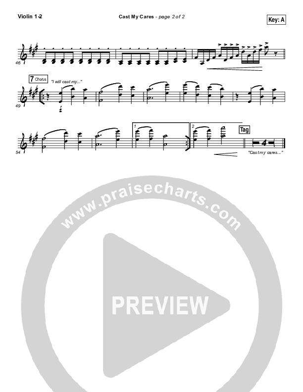 Cast My Cares Violin 1/2 (Finding Favour)