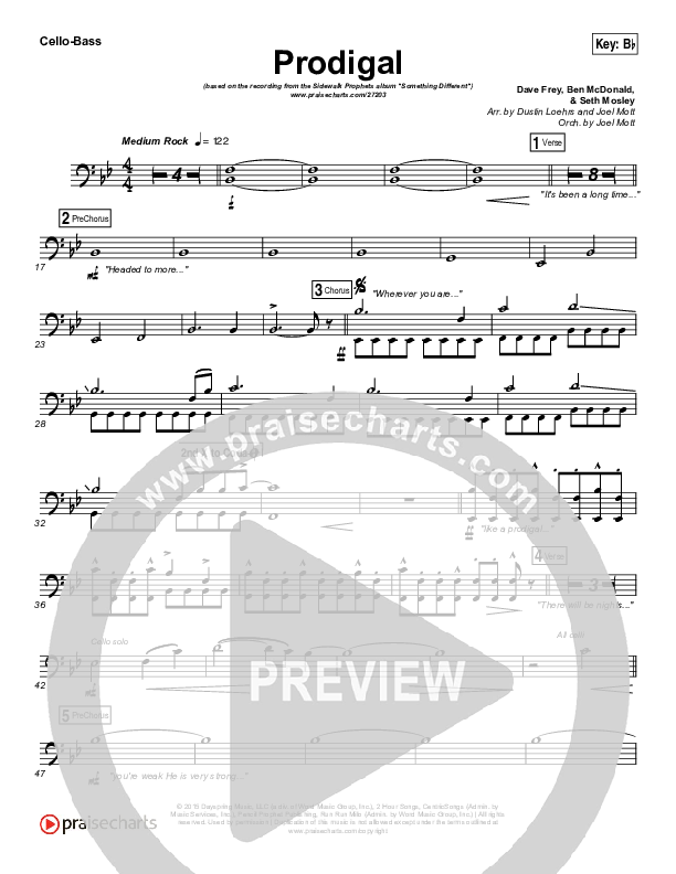 Prodigal Cello/Bass (Sidewalk Prophets)