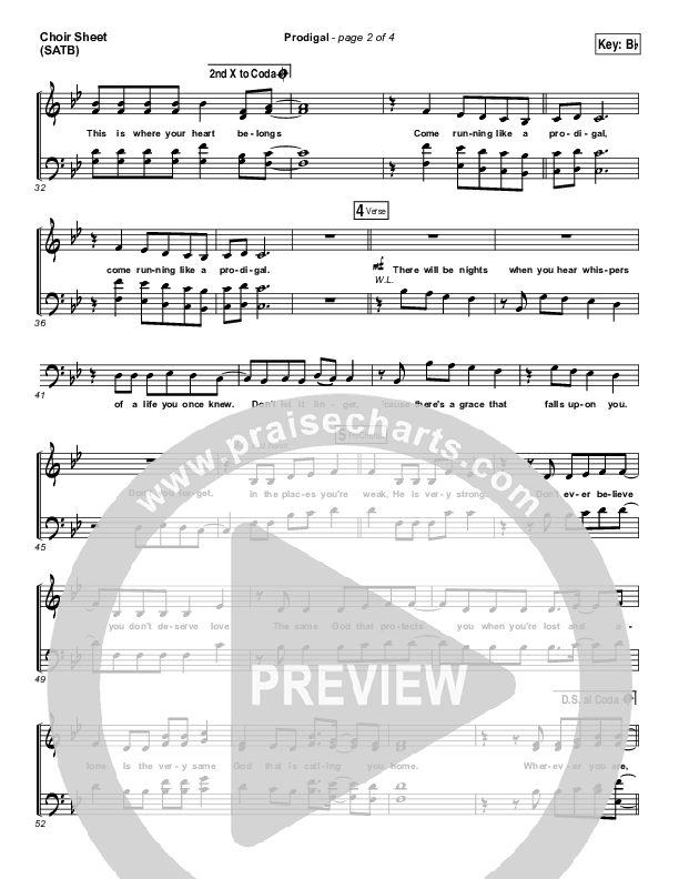 Prodigal Choir Sheet (SATB) (Sidewalk Prophets)