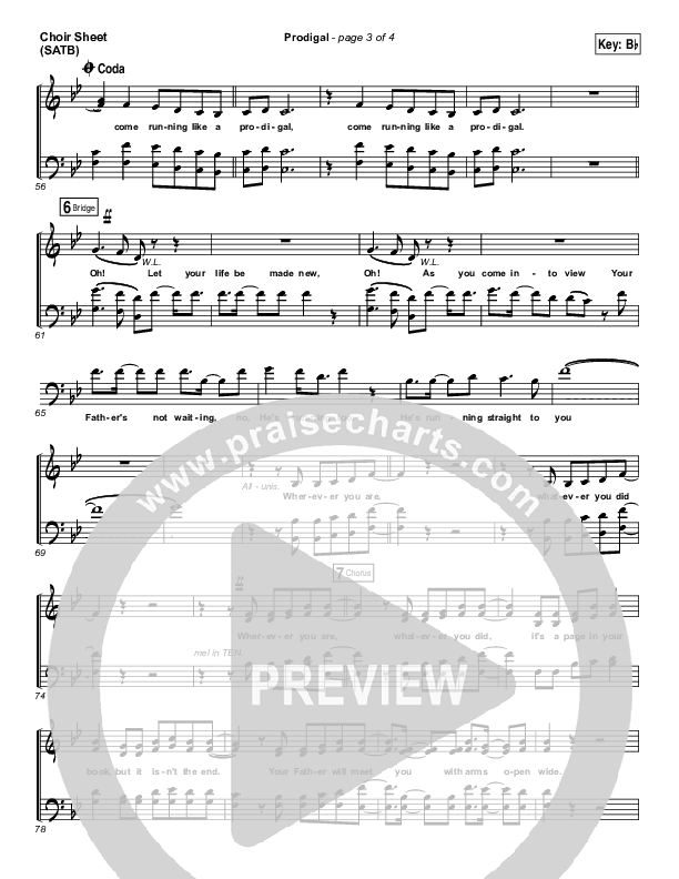 Prodigal Choir Sheet (SATB) (Sidewalk Prophets)
