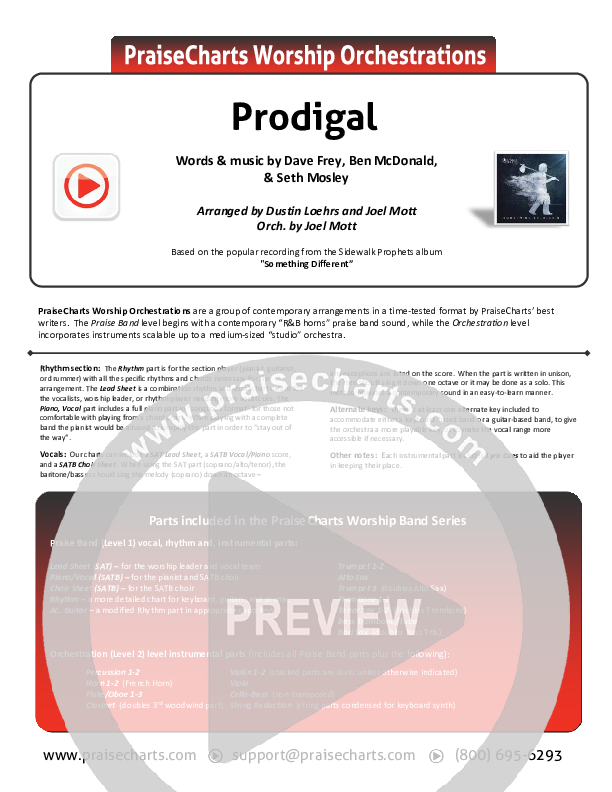Prodigal Cover Sheet (Sidewalk Prophets)