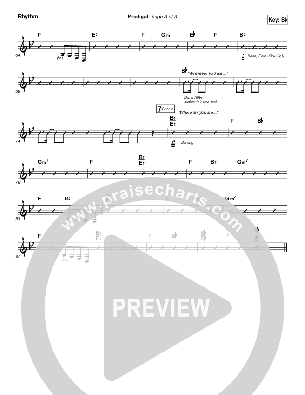 Prodigal Rhythm Chart (Sidewalk Prophets)