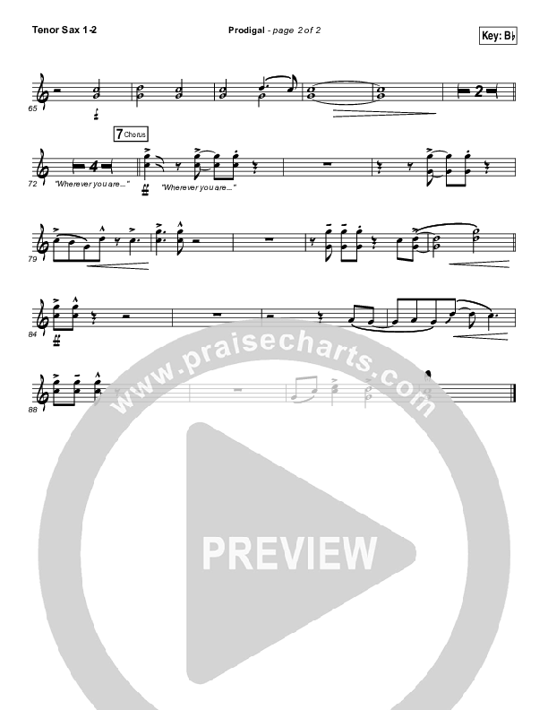 Prodigal Tenor Sax 1/2 (Sidewalk Prophets)