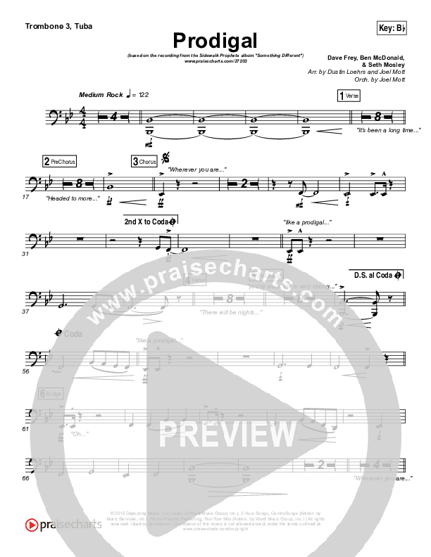 Prodigal Trombone 3/Tuba (Sidewalk Prophets)