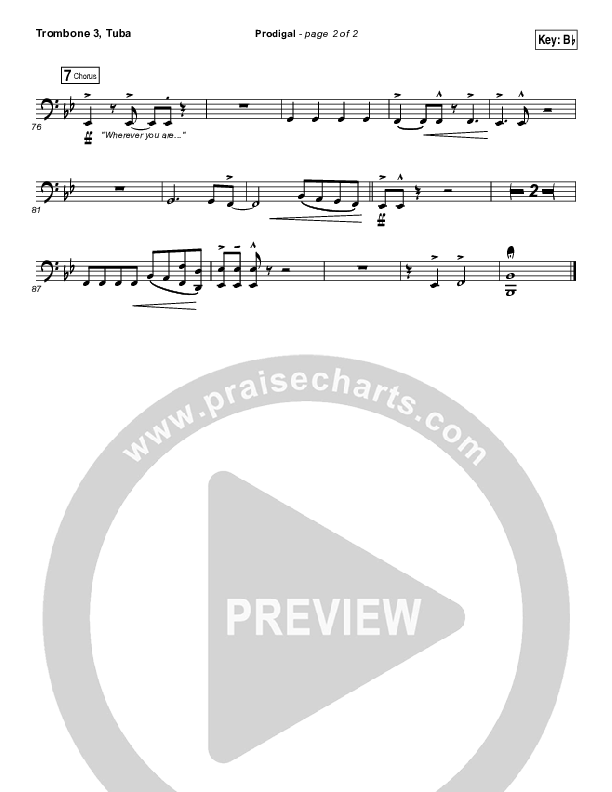 Prodigal Trombone 3/Tuba (Sidewalk Prophets)