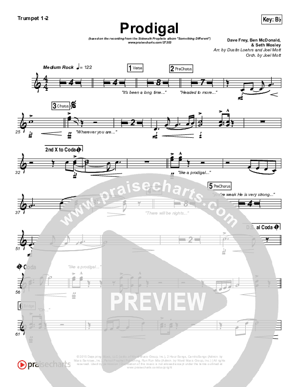 Prodigal Brass Pack (Sidewalk Prophets)