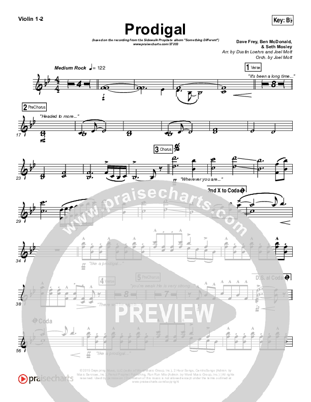 Prodigal Violin 1/2 (Sidewalk Prophets)