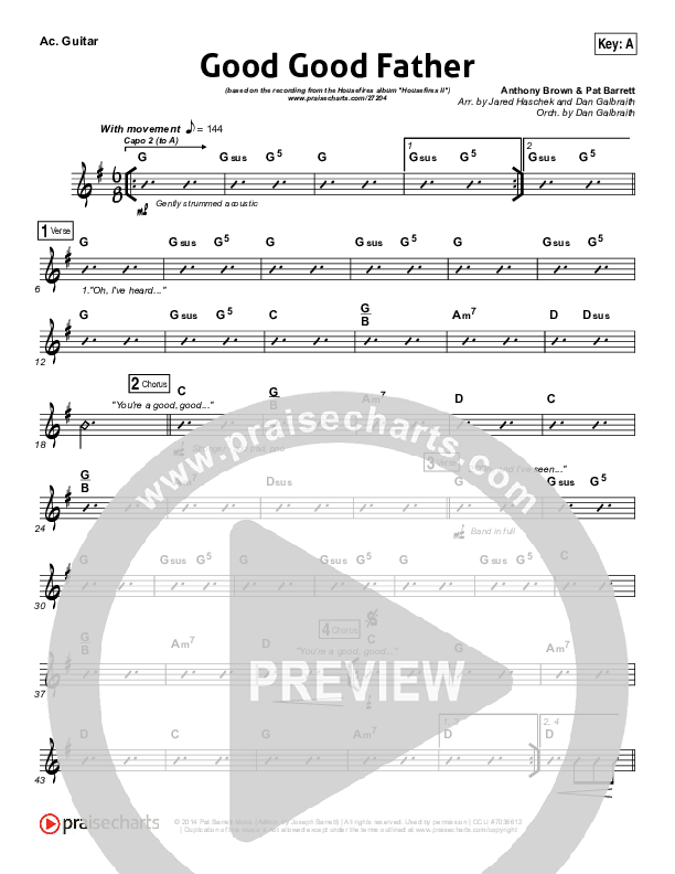 Good Good Father Rhythm Chart (Housefires)