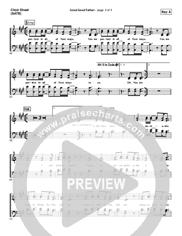 Good Good Father Choir Vocals (SATB) (Housefires)