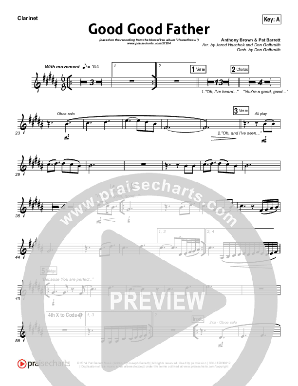 Good Good Father Clarinet (Housefires)