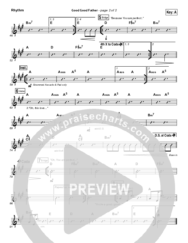 Good Good Father Rhythm Chart (Housefires)