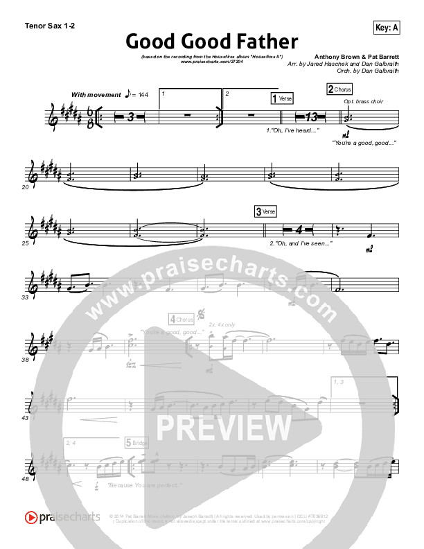 Good Good Father Tenor Sax 1/2 (Housefires)