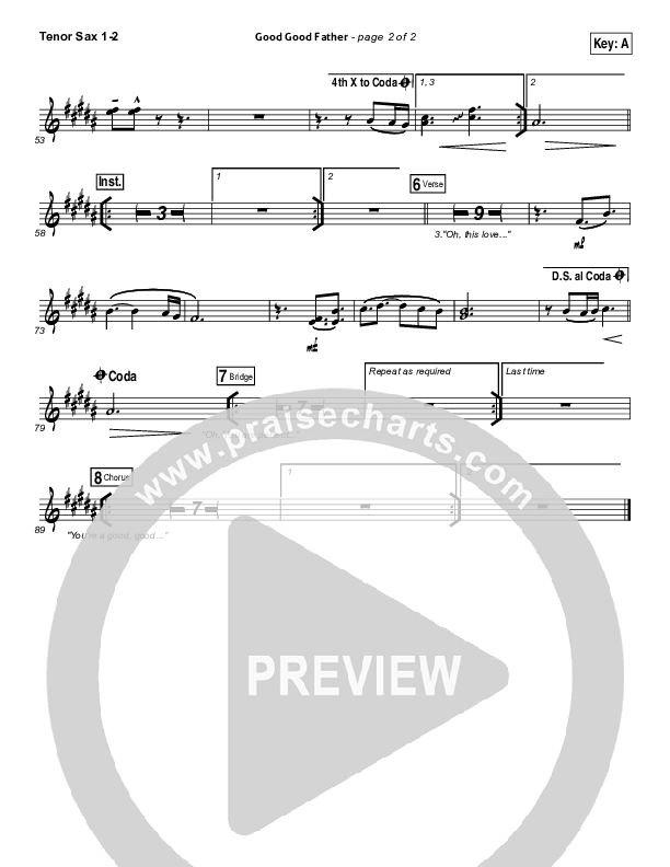 Good Good Father Tenor Sax 1/2 (Housefires)