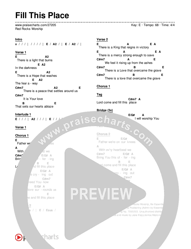 Fill This Place Chords & Lyrics (Red Rocks Worship)