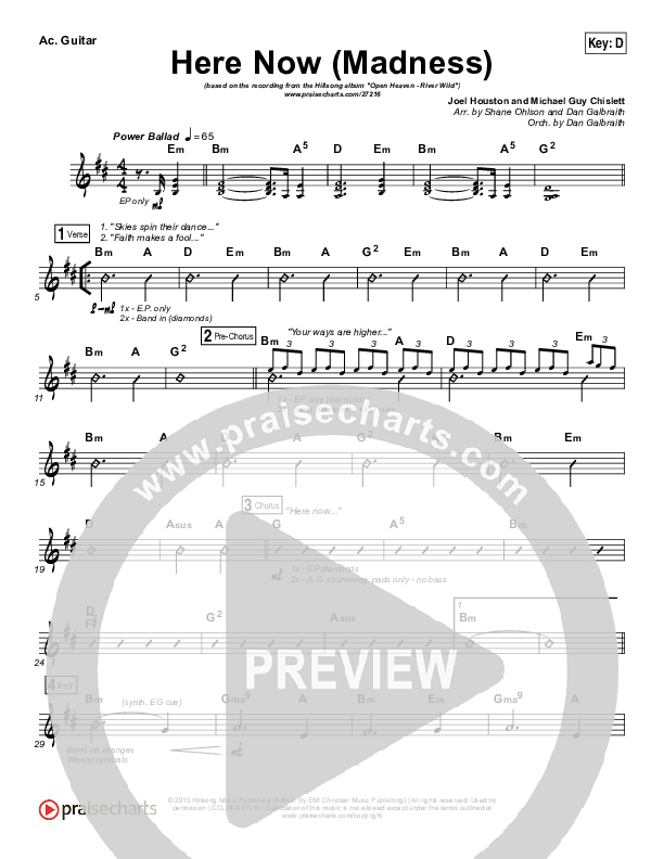 Here Now (Madness) Rhythm Chart (Hillsong Worship)