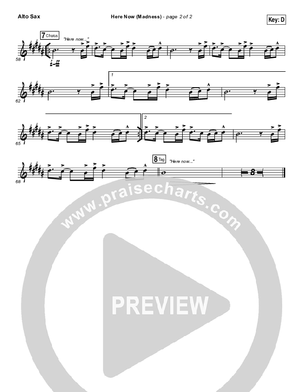 Here Now (Madness) Alto Sax (Hillsong Worship)