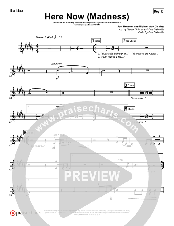 Here Now (Madness) Bari Sax (Hillsong Worship)