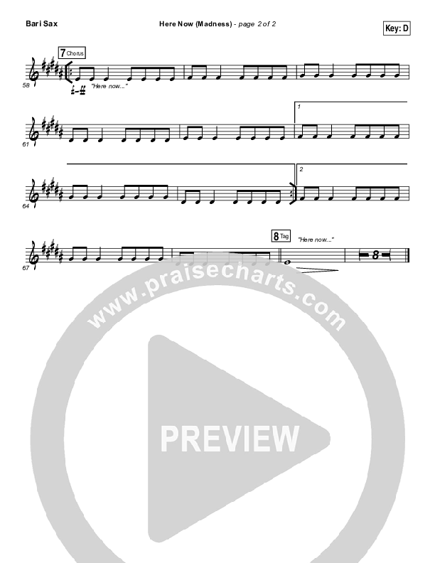 Here Now (Madness) Bari Sax (Hillsong Worship)