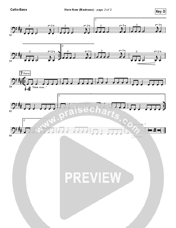 Here Now (Madness) Cello/Bass (Hillsong Worship)