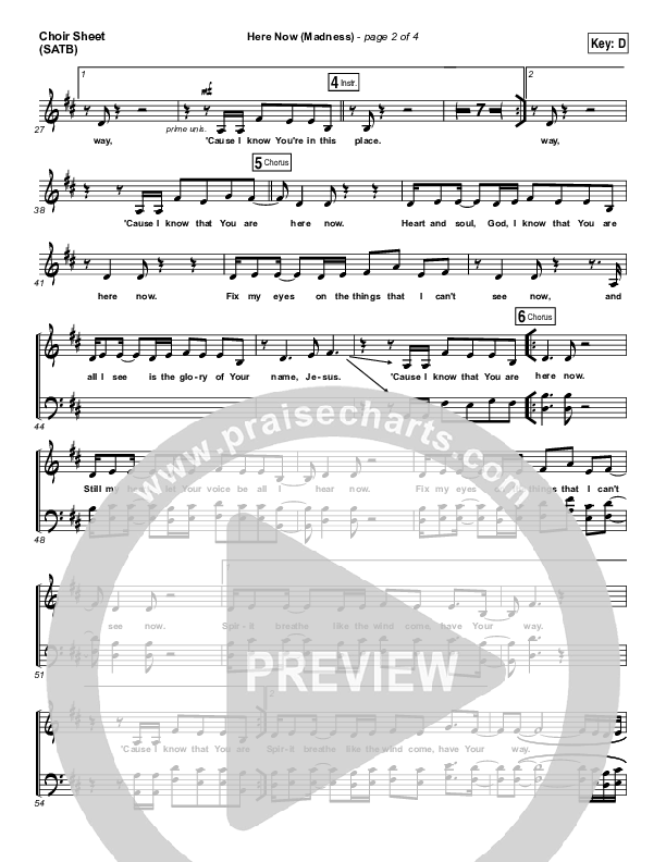 Here Now (Madness) Choir Sheet (SATB) (Hillsong Worship)