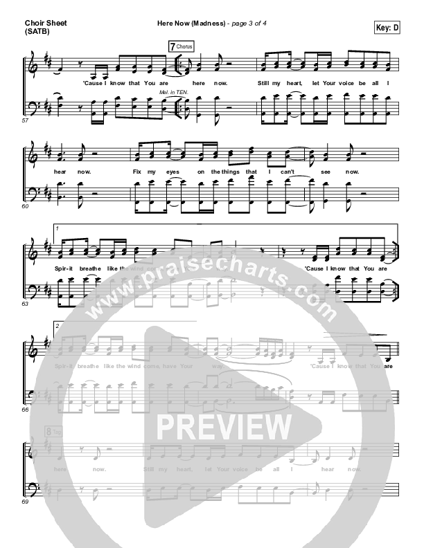 Here Now (Madness) Choir Sheet (SATB) (Hillsong Worship)