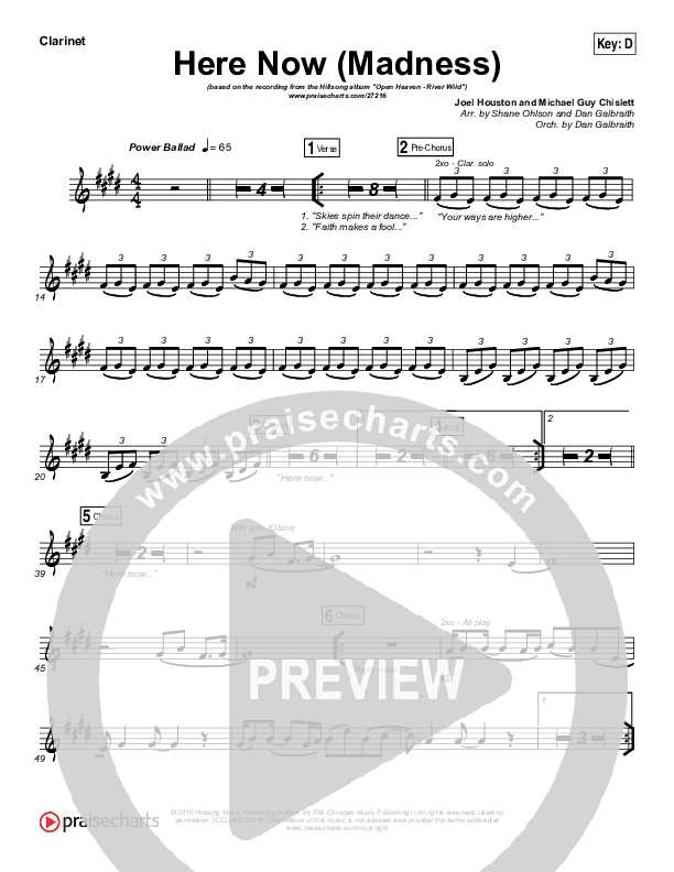 Here Now (Madness) Clarinet (Hillsong Worship)