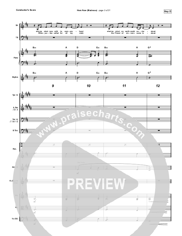 Here Now (Madness) Conductor's Score (Hillsong Worship)