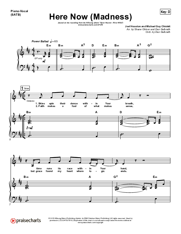 Here Now (Madness) Piano/Vocal (SATB) (Hillsong Worship)